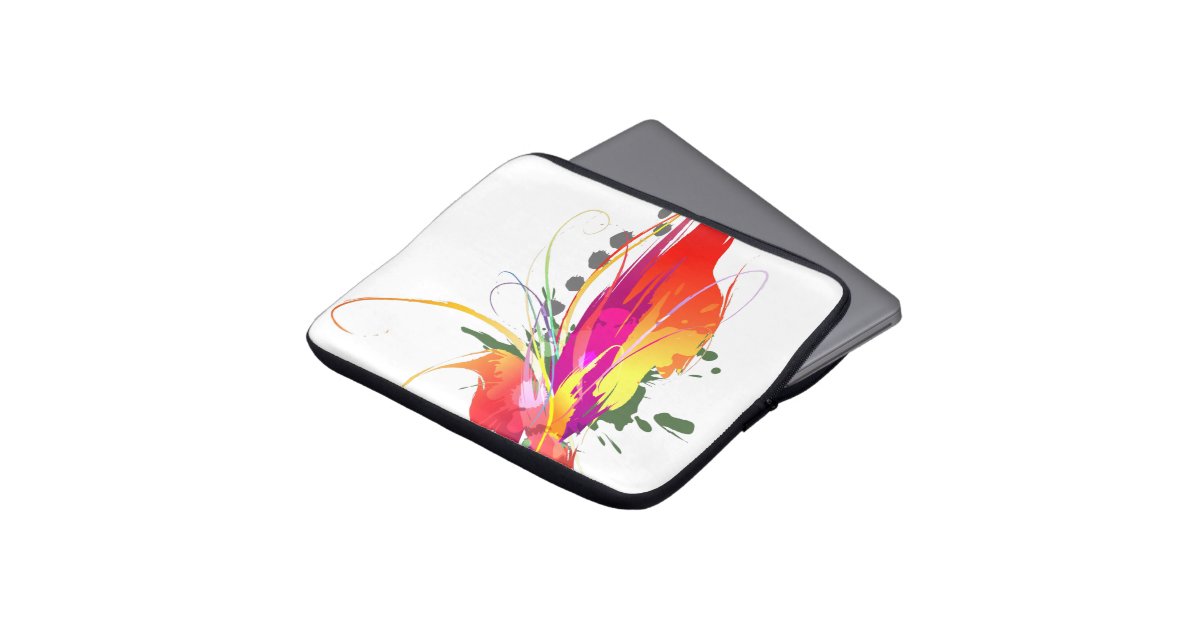 Abstract Bird of Paradise Paint Splatters Laptop Sleeve | Zazzle