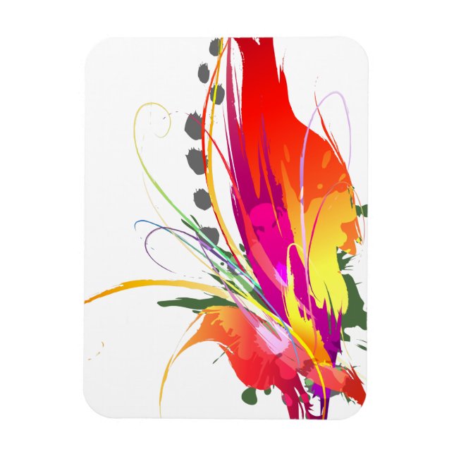 Abstract Bird of Paradise Paint Splatters Magnet (Vertical)