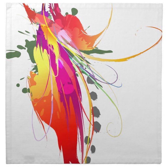 Abstract Bird of Paradise Paint Splatters Napkin (Front)