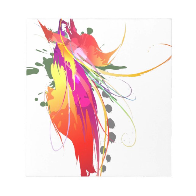 Abstract Bird of Paradise Paint Splatters Notepad (Front)