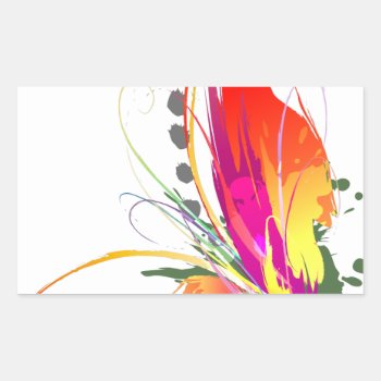 Abstract Bird Of Paradise Paint Splatters Rectangular Sticker by UTeezSF at Zazzle