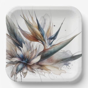 Abstract Bird of Paradise Paper Plates