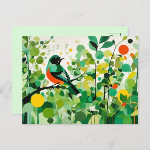Abstract Bird Standing On A Branch Postcard