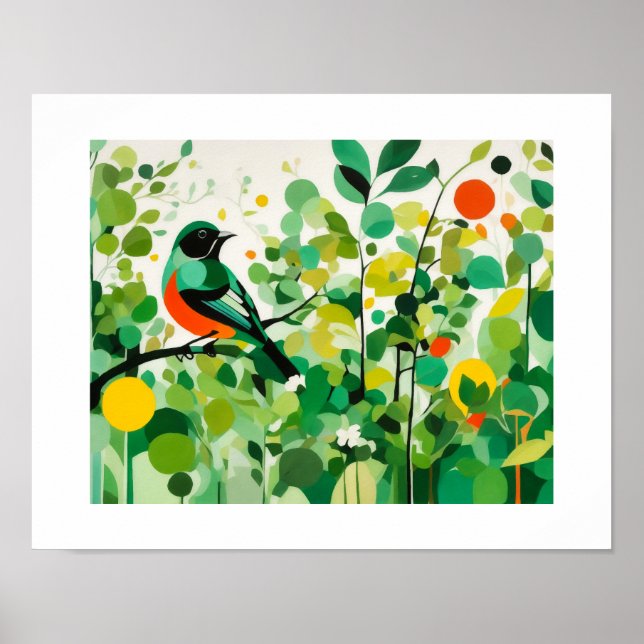 Abstract Bird Standing On A Branch Poster (Front)