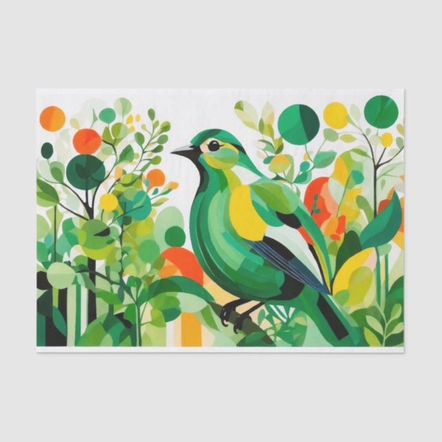 Abstract Bird Standing On A Tree Branch Tissue Paper (Front)