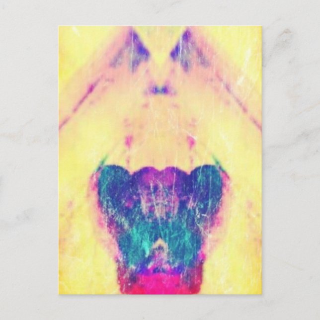 Abstract Birdhouse Angel Postcard (Front)