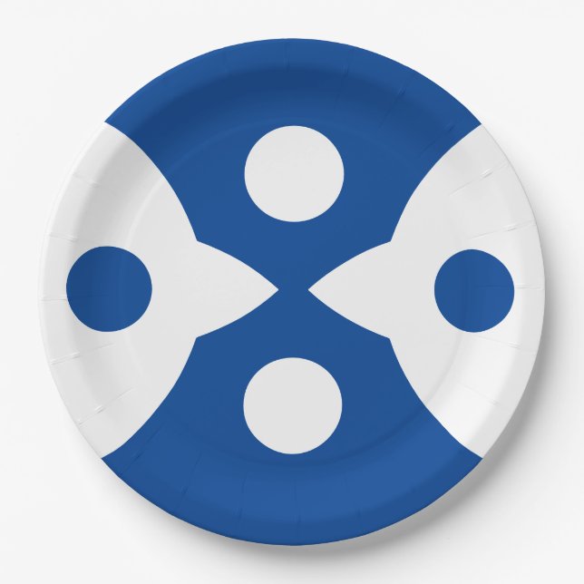 Abstract Birds Bold Simple Design Deep Blue Paper Plates (Front)