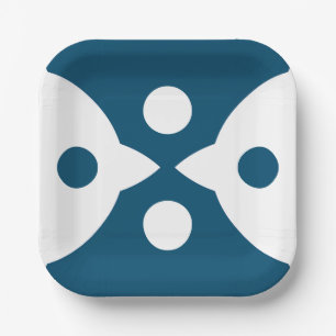 Abstract Birds Bold Simple Design Ocean Blue Paper Plates