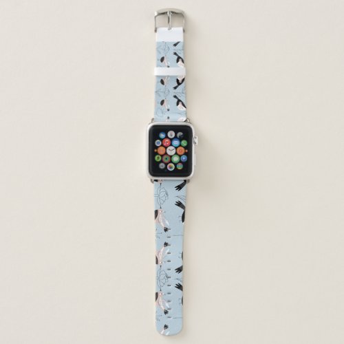 Abstract Birds Flowers Pink Pattern Apple Watch Band
