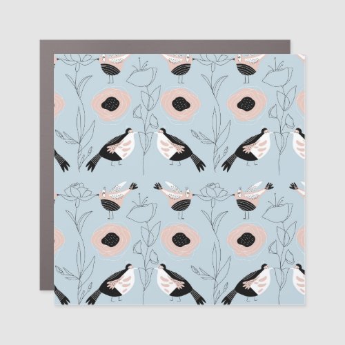 Abstract Birds Flowers Pink Pattern Car Magnet