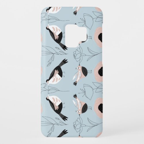 Abstract Birds Flowers Pink Pattern Case_Mate Samsung Galaxy S9 Case