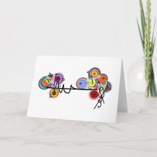 abstract birds on a fence card