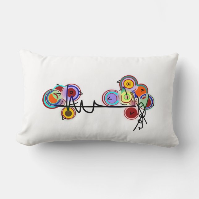 abstract birds on a fence lumbar pillow (Front)