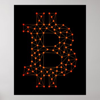 Abstract Bitcoin Symbol Orange Poster by TwoFatCats at Zazzle