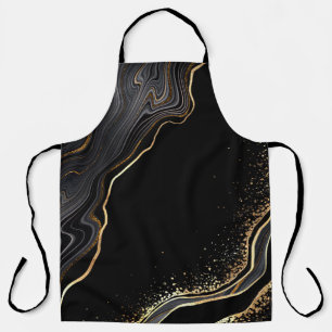 abstract black agate background with golden veins, apron