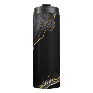 abstract black agate background with golden veins, thermal tumbler