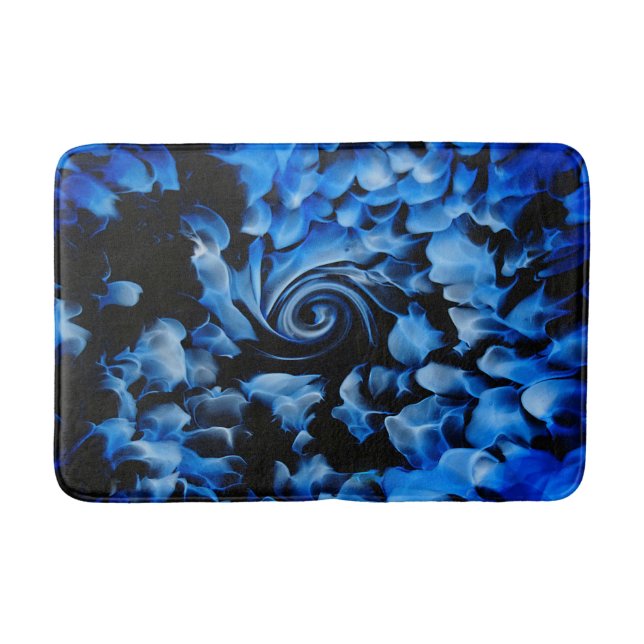 Abstract Black and Blue  Bath Mat (Front)