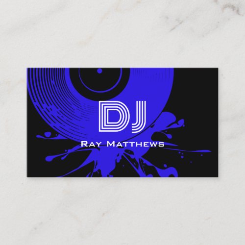 Abstract Black and Blue Disc DJ Music Producer Business Card