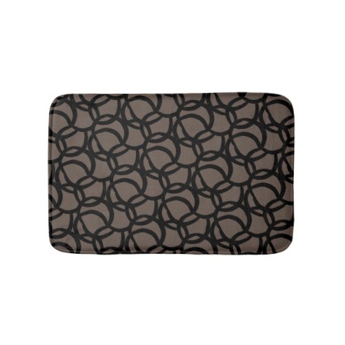 Abstract Black and Brown Line Pattern Bath Mat