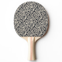 Abstract Black and Cream Botanical Leaves Pattern