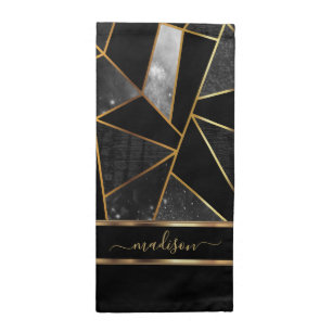 Abstract Black and Gold Cloth Napkin