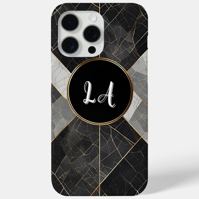 Abstract Black and Gold Decorative Geometric Case-Mate iPhone Case (Back)