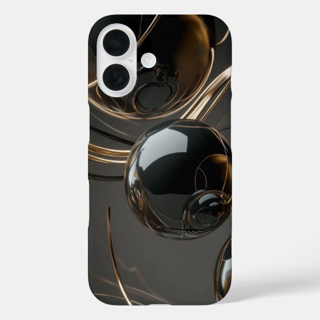 Abstract Black and Gold Gloss Phone Case (Back)