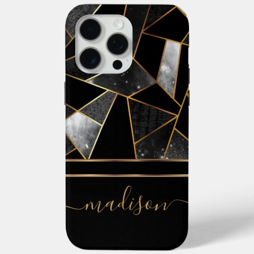 Abstract Black and Gold Marble Design iPhone 15 Pro Max Case