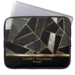 Abstract Black and Gold Pattern Design  Laptop Sleeve