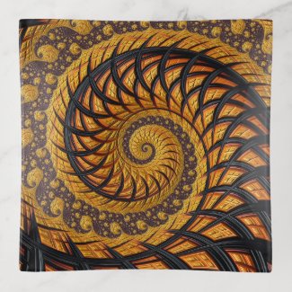 Abstract Black and Gold Spiral Fractal