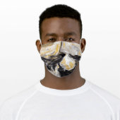 Abstract Black And Gold Swirl Liquid Ink Marble Adult Cloth Face Mask (Worn)