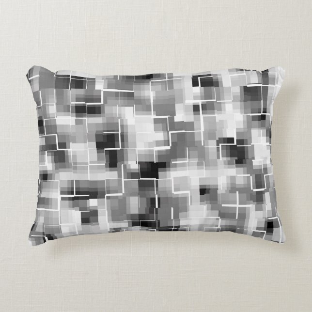 Abstract Black and Gray Decorative Pillow (Front)