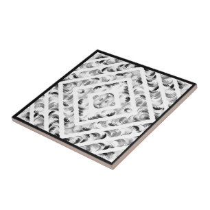 Abstract Black And Gray Eyelashes Brushstrokes Art Ceramic Tile