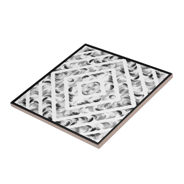 Abstract Black And Gray Eyelashes Brushstrokes Art Ceramic Tile (Side)