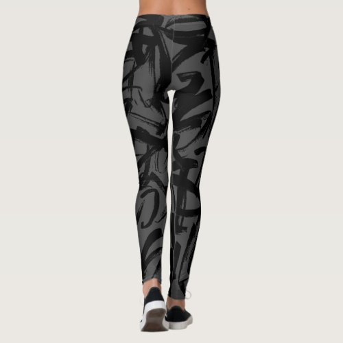 Abstract Black and Gray Leggings