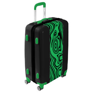 Abstract Black and Green Luggage - Customizable
