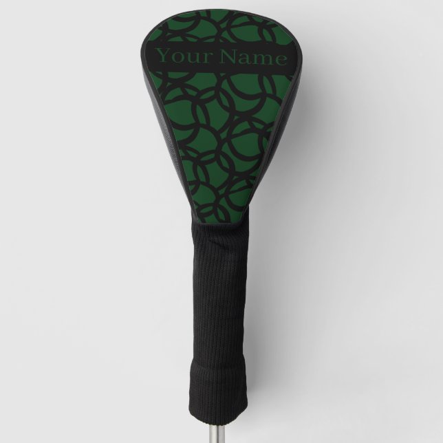 Abstract Black and Green Pattern Personalized Golf Head Cover (Front)
