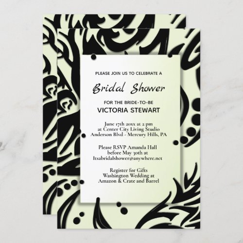 Abstract Black and Green Tribal Bridal Shower  Invitation