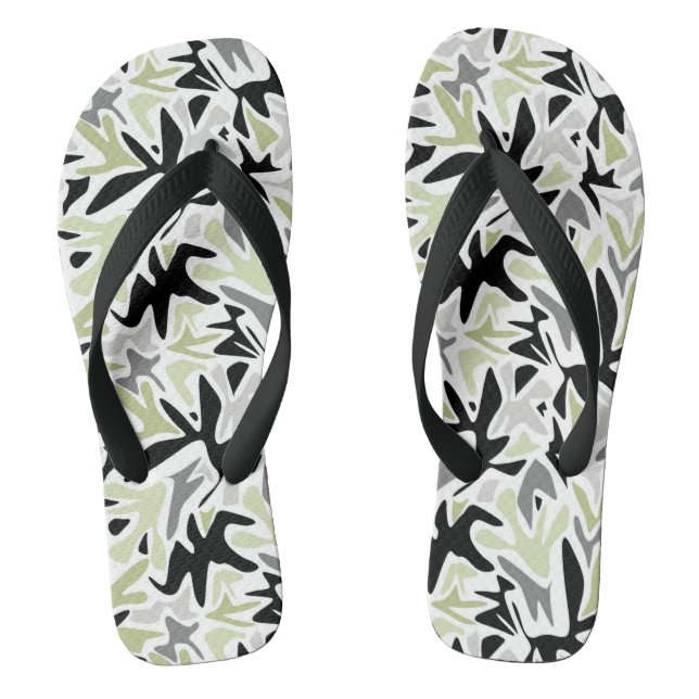 Abstract, Black and Green, Youth, Modern, Creative Flip Flops (Footbed)