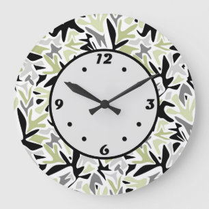 Abstract, Black and Green, Youth, Modern, Creative Large Clock