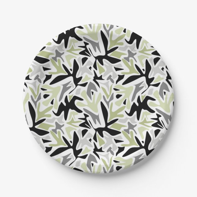 Abstract, Black and Green, Youth, Modern, Creative Paper Plates (Front)