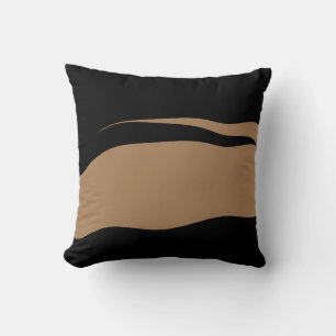 Abstract Black and Light Brown Wavy Throw Pillow