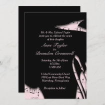Abstract Black and Pink Music Wedding Invitation