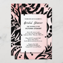 Abstract Black and Pink Tribal Bridal Shower    Invitation