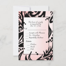 Abstract Black and Pink Tribal with Menu RSVP