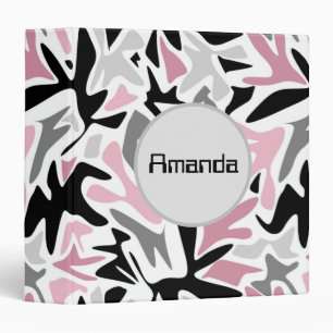 Abstract, Black and Pink, Youth, Modern Throw Pill 3 Ring Binder