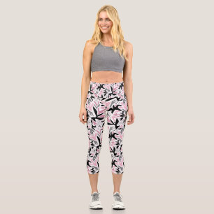 Abstract, Black and Pink, Youth, Modern Throw Pill Capri Leggings