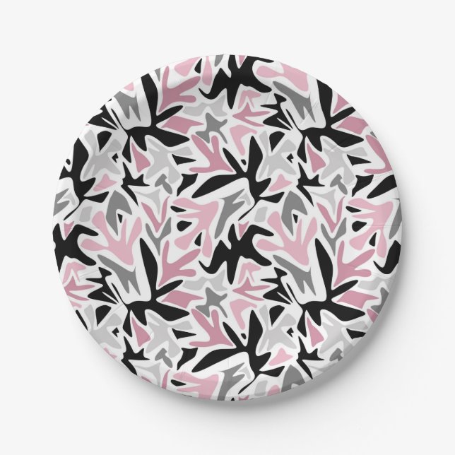 Abstract, Black and Pink, Youth, Modern Throw Pill Paper Plates (Front)
