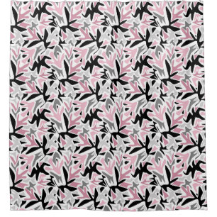 Abstract, Black and Pink, Youth, Modern Throw Pill Shower Curtain