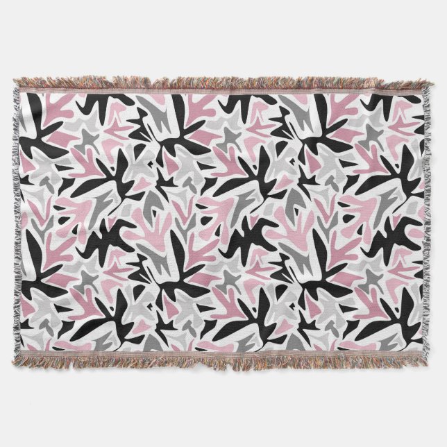 Abstract, Black and Pink, Youth, Modern Throw Pill Throw Blanket (Front)